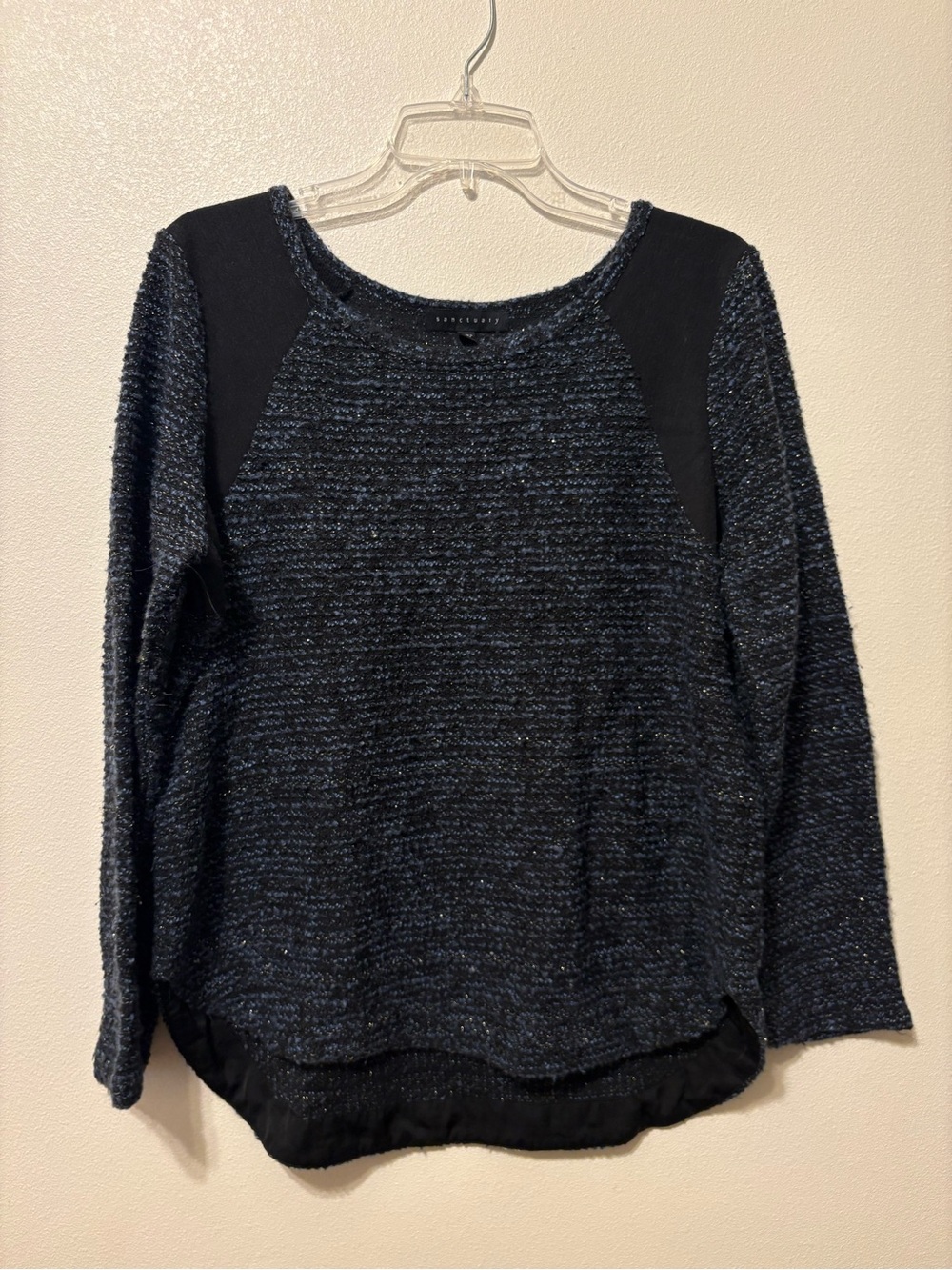 Sanctuary Black and Navy Textured Raglan Pullover